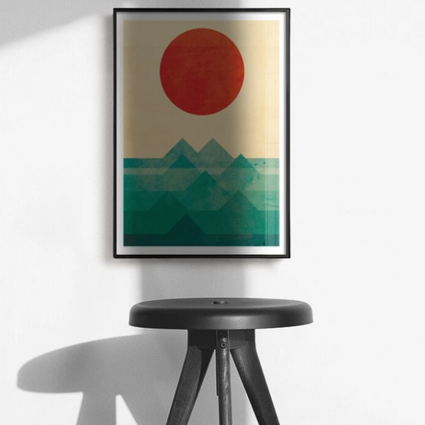 Japanese poster - Abstract landscape, "Sun on the mountain"